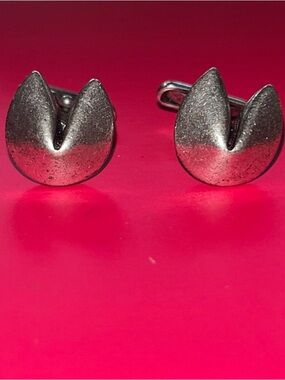 Vintage Silver Fortune Cookie Cufflinks